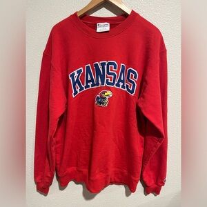 Champion Y2K Kansas Jayhawks Crewneck Sweater Red Size Large Unisex
